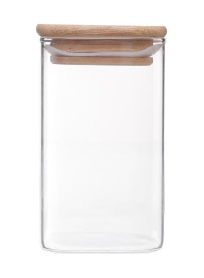 Clear Glass Jar with Wooden Airtight leakproof Bamboo Lid for kitchen pantry Nuts,tea,sugar,coffee,spices,masala, Gifting Item, Uses in cafes,Resturants,Hotels,carfting(300ML, 1 Pcs) - Image 1